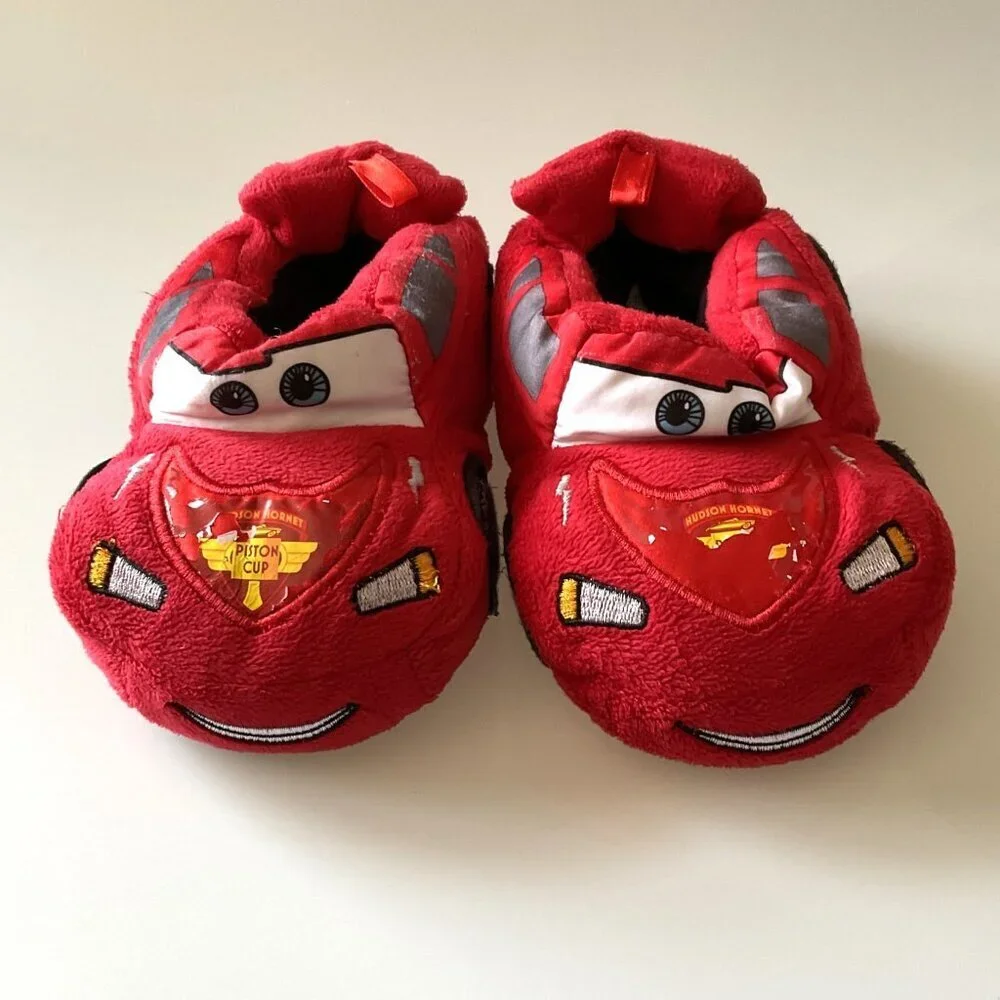 Disney Lightning McQueen Plush Slippers Unisex EUC